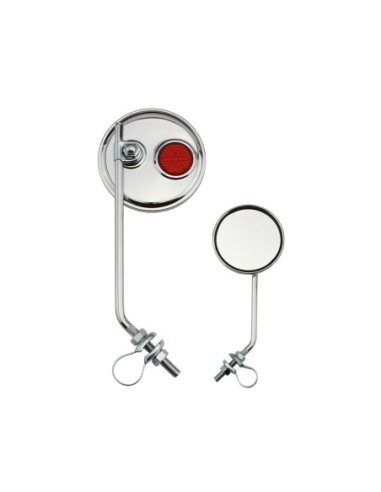 Round Mirror Chrome Red Reflectors.